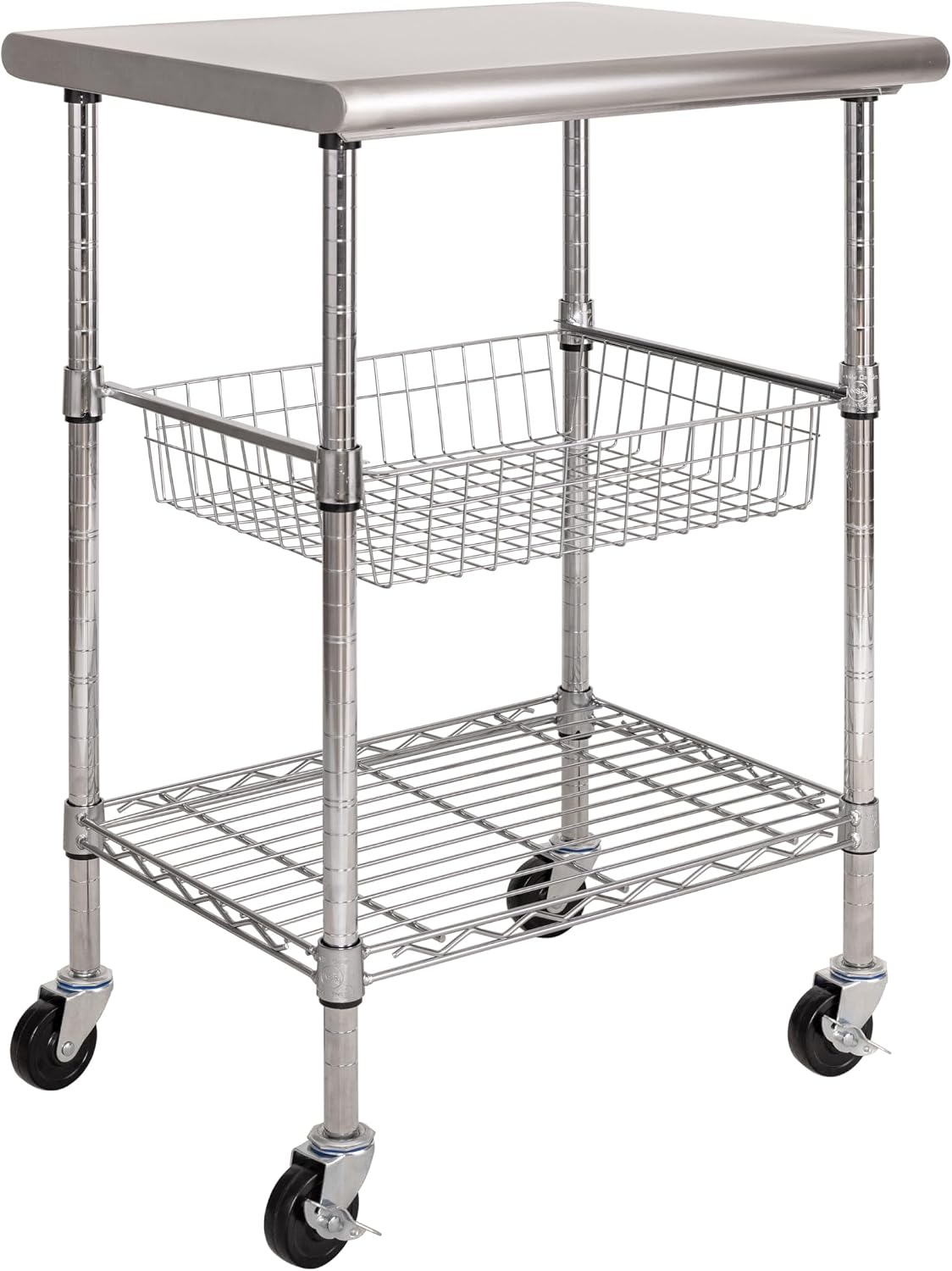Kitchen Baking Cart - Stainless Steel Commercial Prep Table Cart,