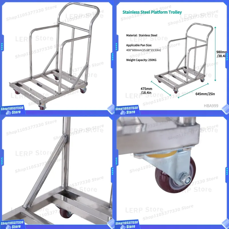 Kitchen Baking Trolley - 980x645x475mm Stainless Steel Kitchen Baking Trolley