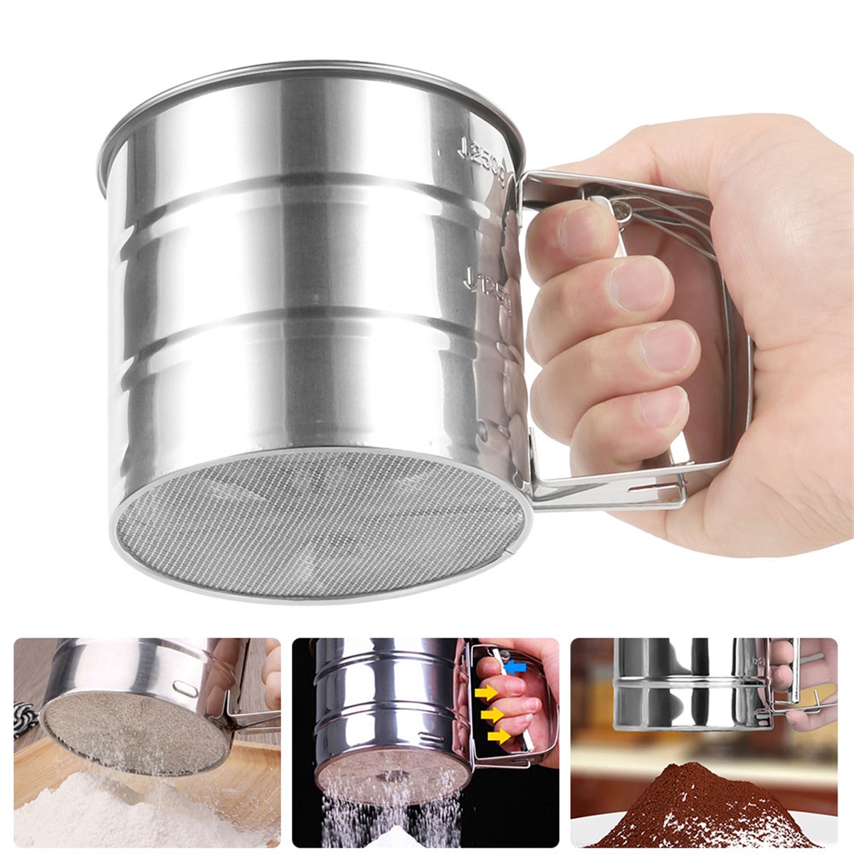 Baking Powder Kitchen - Sifter Strainer Stainless Steel Flour Sieve