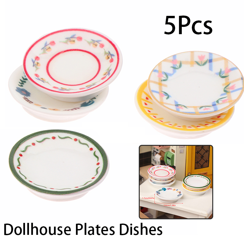 5Pcs 1/12 Dollhouse Mini Plate - Miniature Baking Kitchen recension och pris