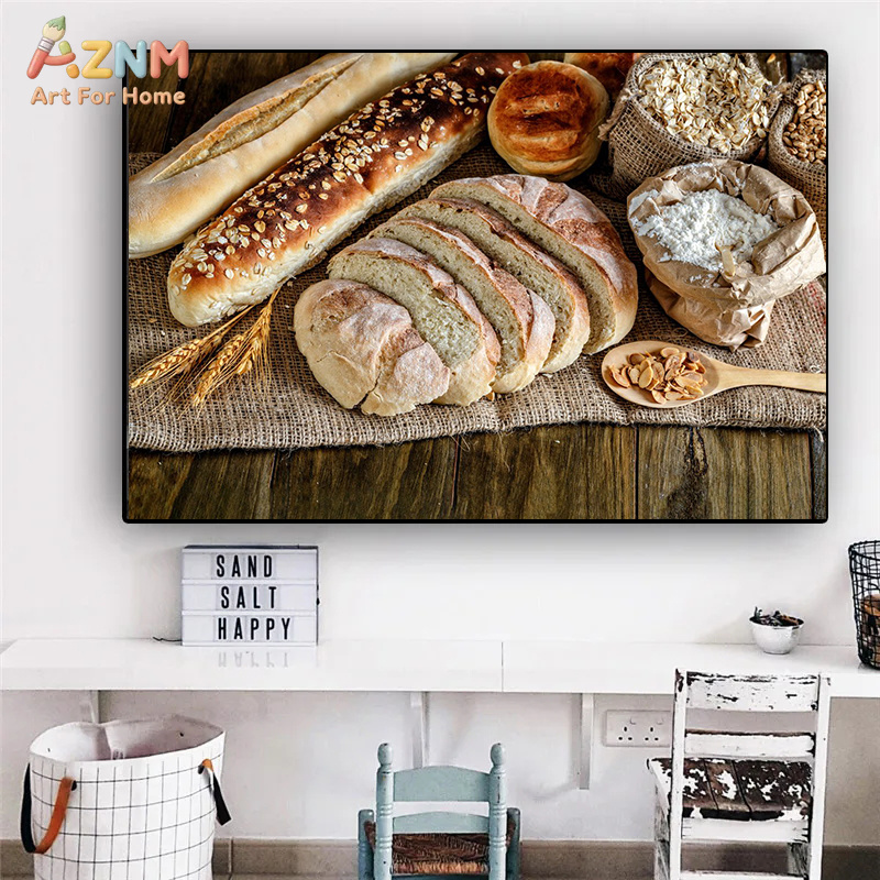 AZNM Realistic Fresh Baked Bre - Kitchen Baking Wall Art recension och pris