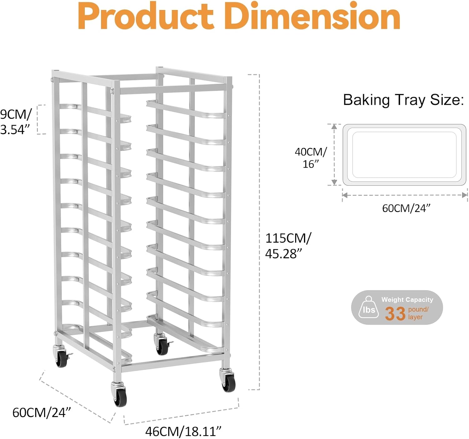 Commercial Stainless Steel Bak - Kitchen Baking Cart recension och pris