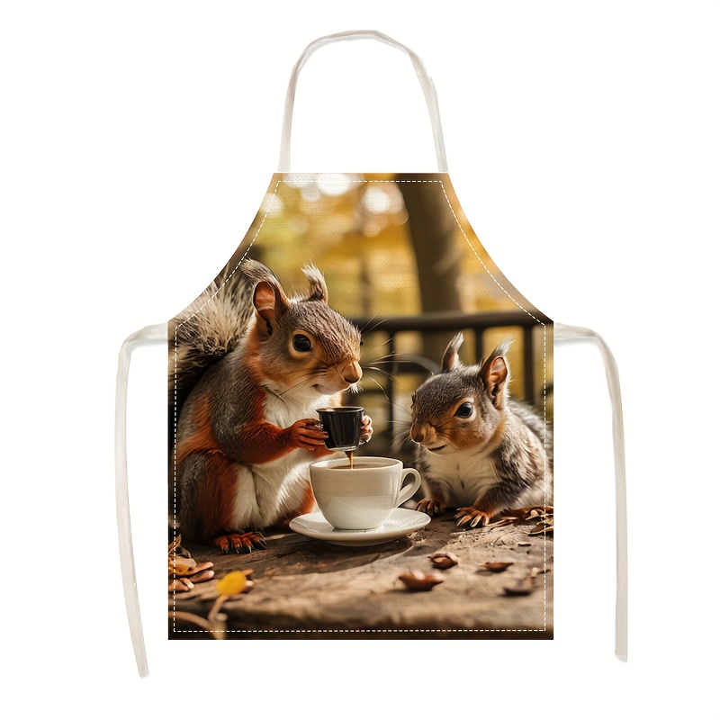 Linen Apron Squirrel Coffee Sc - Kitchen Baking Gift Ideas recension och pris