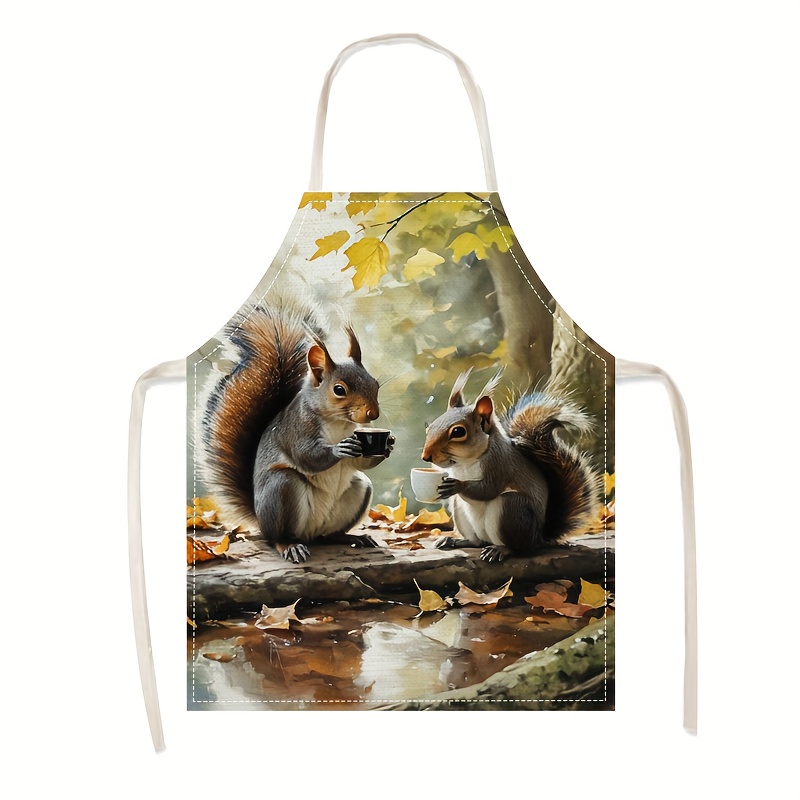 Linen Apron Squirrel Coffee Sc - Kitchen Baking Gift Ideas recension och pris