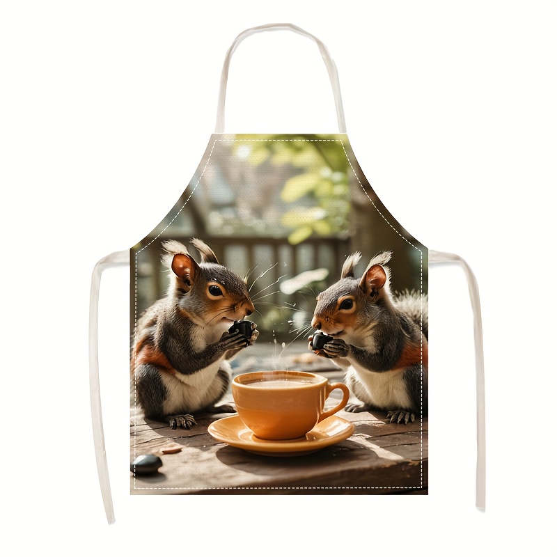 Linen Apron Squirrel Coffee Sc - Kitchen Baking Gift Ideas recension och pris