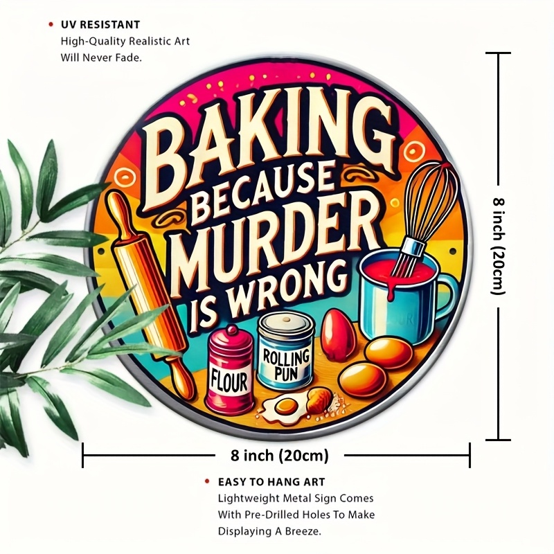 HD Tin Sign, Baking Because Mu - Kitchen Baking Wall Art recension och pris