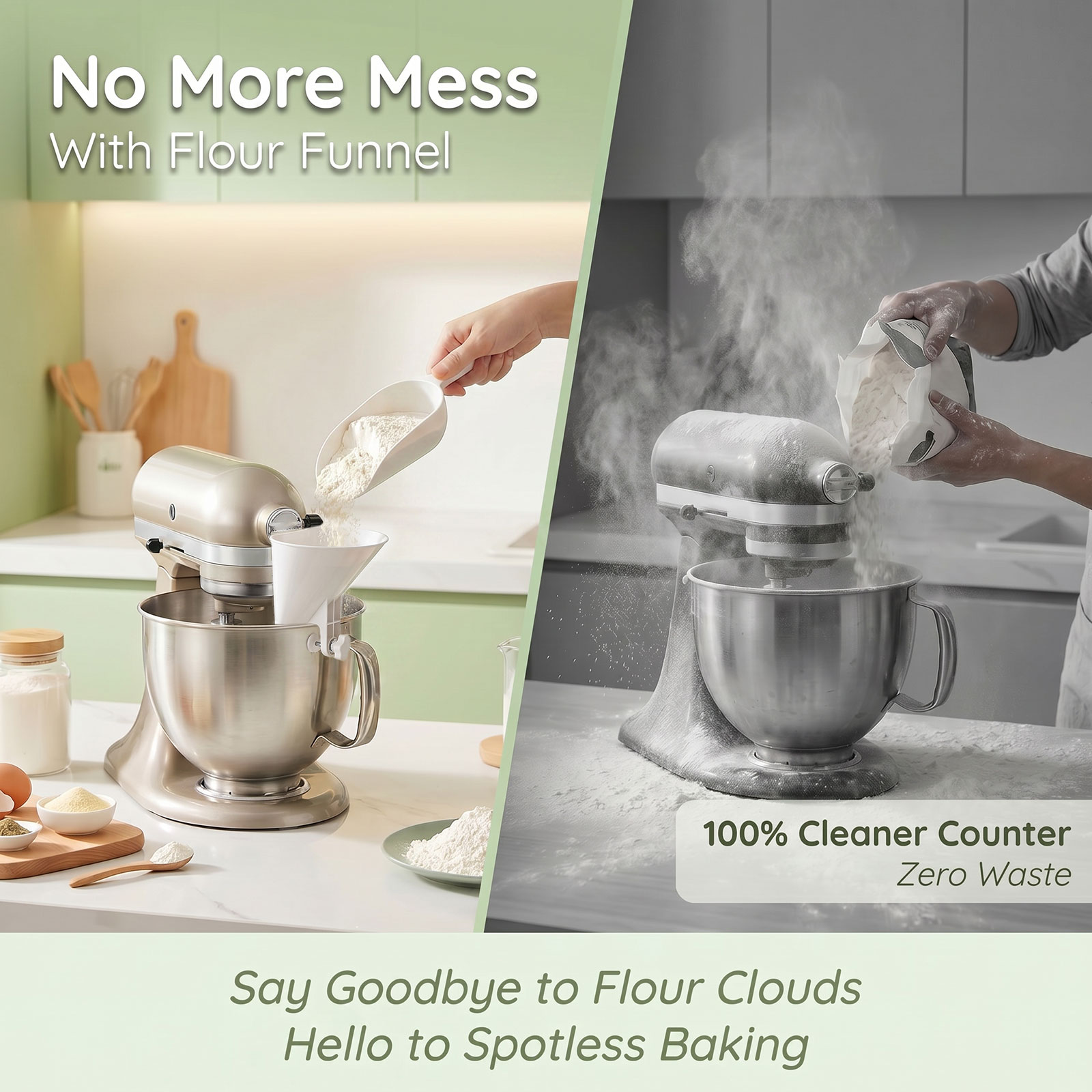 Spill Proof Flour Funnel for 4 - Kitchen Baking Mixer recension och pris