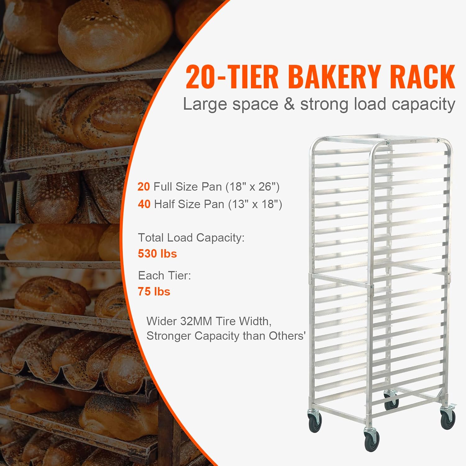 Twenty Tier Commercial Bun Pan - Kitchen Baking Trolley recension och pris